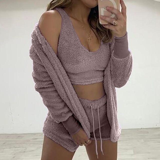 Ensemble de Pyjama – Hiver Sexy avec Débardeur Doux,