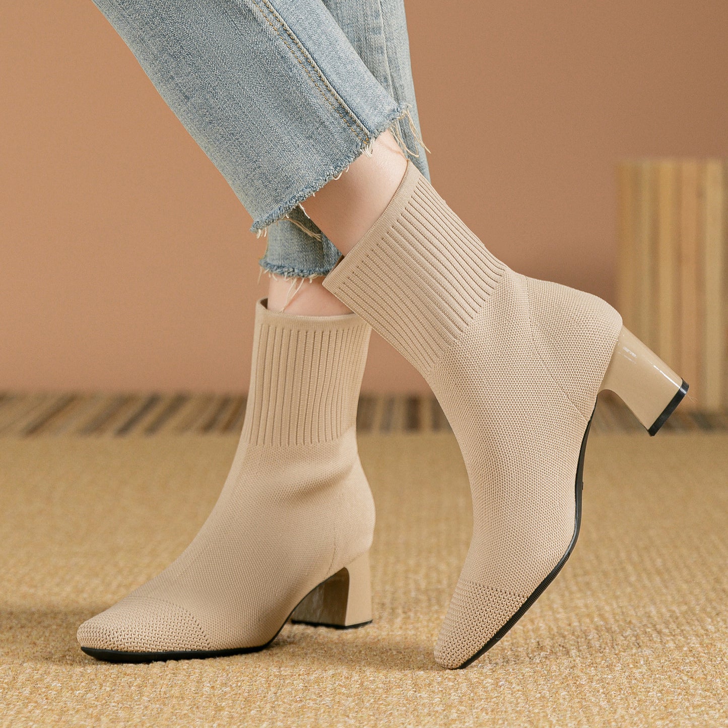 Bottines Tendance en Tissu Stretch