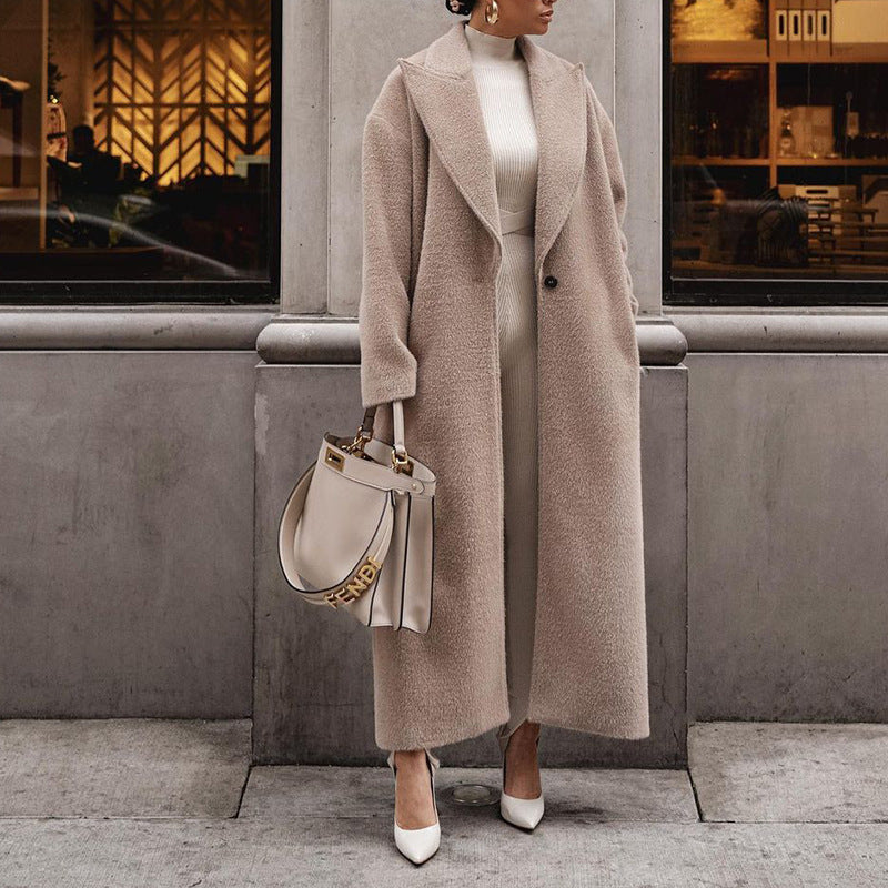Manteau Long Élégant en Laine Douce