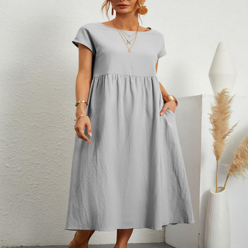 Robe Légère En Coton Doux Avec Poches
