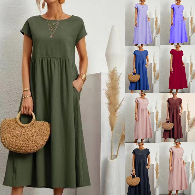 Robe Légère En Coton Doux Avec Poches