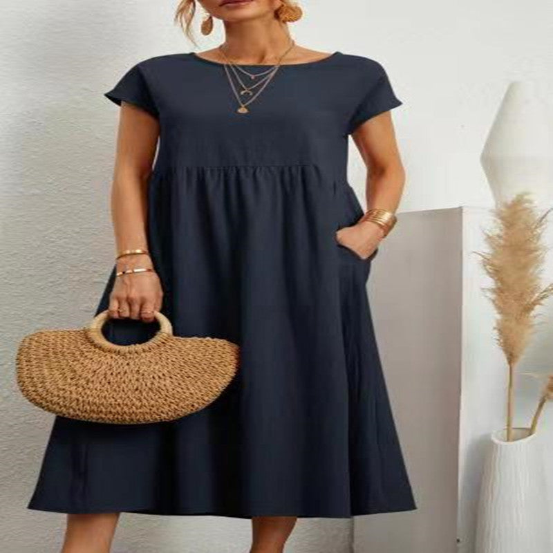 Robe Légère En Coton Doux Avec Poches