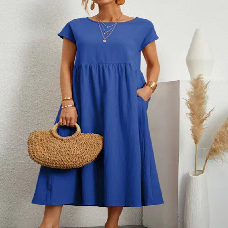 Robe Légère En Coton Doux Avec Poches