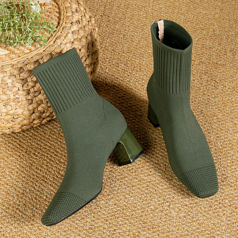 Bottines Tendance en Tissu Stretch