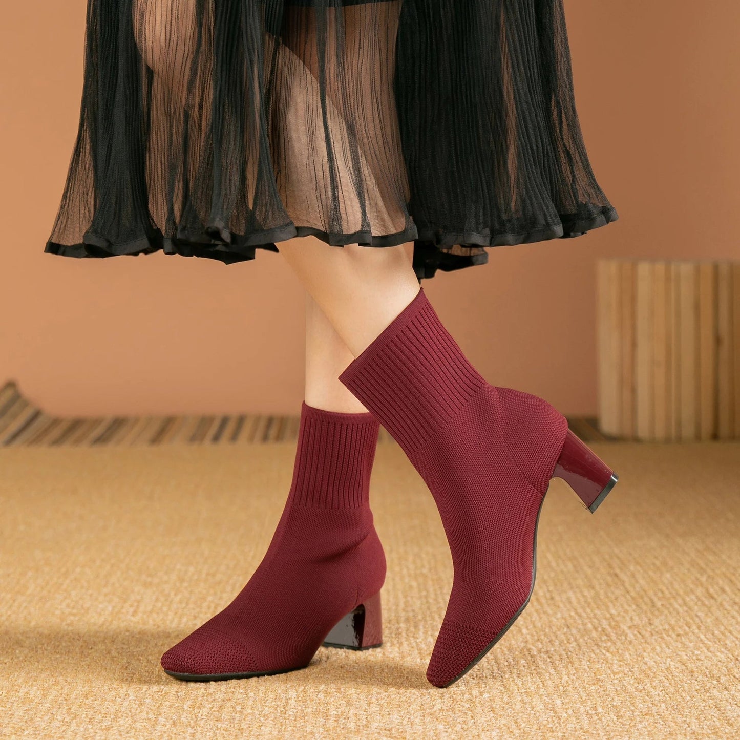 Bottines Tendance en Tissu Stretch