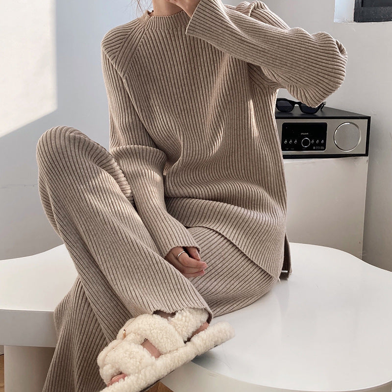 Ensemble Deux Pièces Femme – Pantalon Large Tricoté