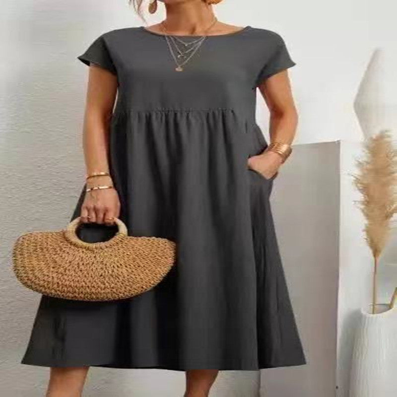 Robe Légère En Coton Doux Avec Poches