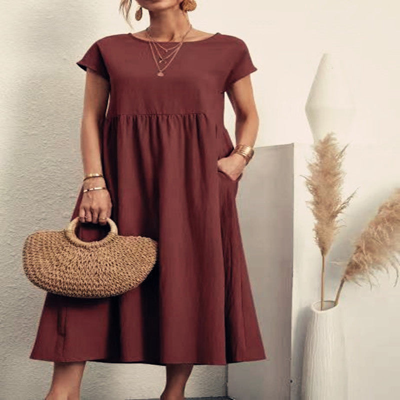 Robe Légère En Coton Doux Avec Poches