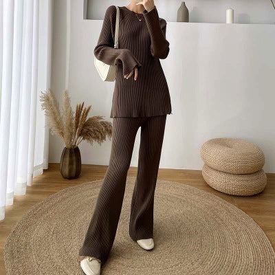Ensemble Deux Pièces Femme – Pantalon Large Tricoté