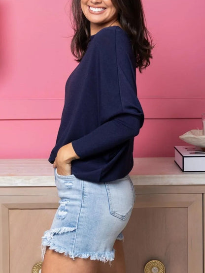 Top Dolman à Col Bateau en Tricot Rêveur