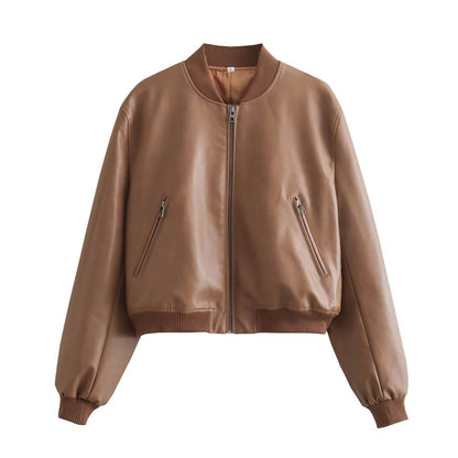 Blouson bomber en cuir – Style décontracté et tendance