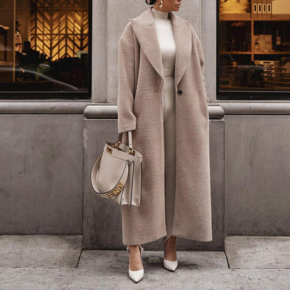 Manteau Long Élégant en Laine Douce