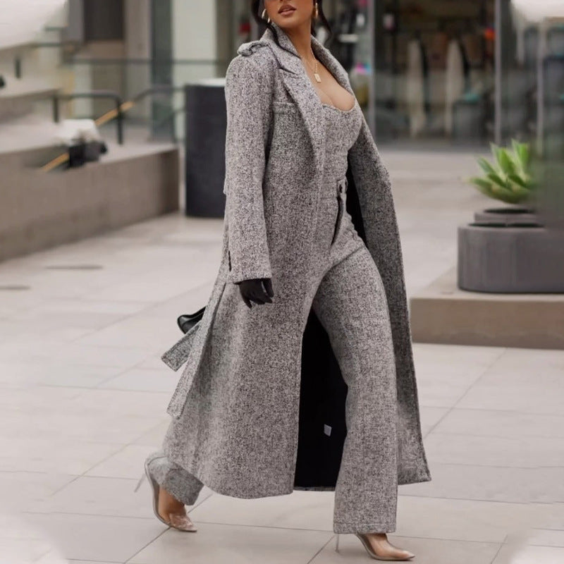 Manteau Long Élégant en Laine Douce