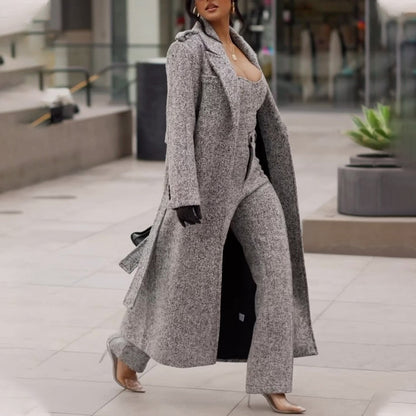 Manteau Long Élégant en Laine Douce
