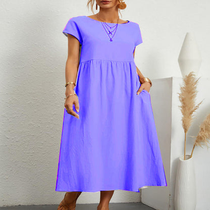 Robe Légère En Coton Doux Avec Poches