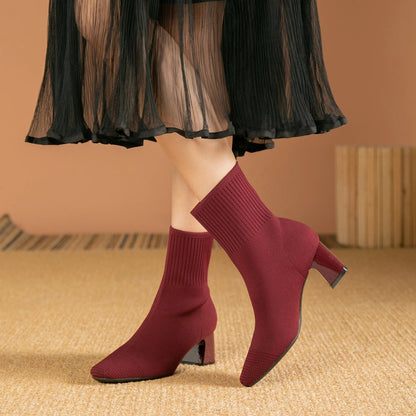 Bottines Tendance en Tissu Stretch