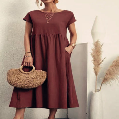 Robe Légère En Coton Doux Avec Poches