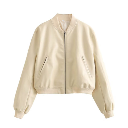 Blouson bomber en cuir – Style décontracté et tendance